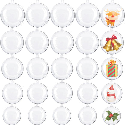 25 Sets Clear Fillable Ornaments Ball in 5 Different Size,Transparent DIY Craft Ball,Plastic Acrylic Fillable Ball for Halloween Christmas Decor