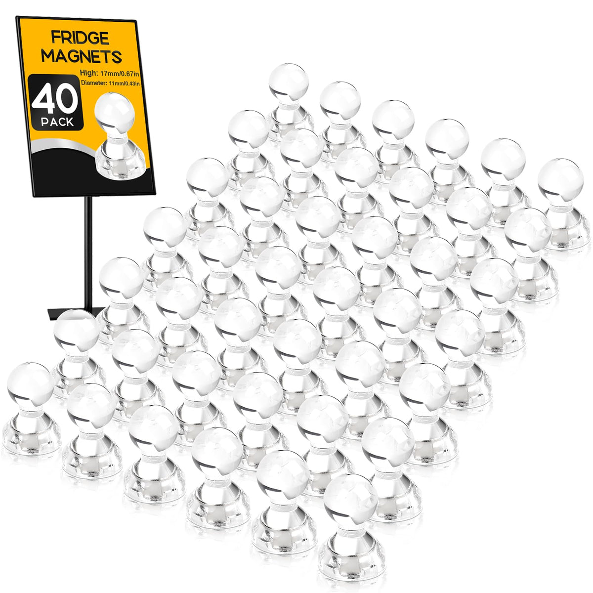 MIKEDE 30Pcs Fridge Magnets Refrigerator Magnet Strong for Pictures, Black