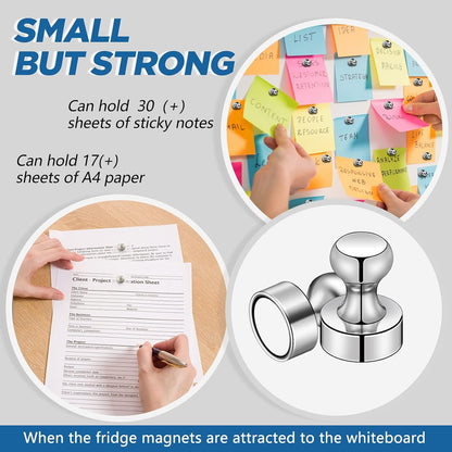LOVIMAG Fridge Magnets 20 Pack Magnet Refrigerator Locker Whiteboard Silver
