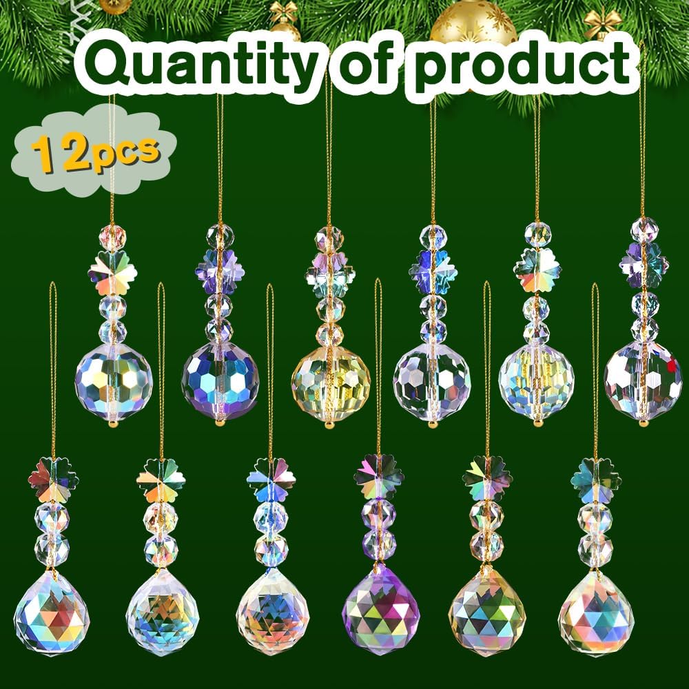 Crystal Ball Christmas Ornaments Iridescent Hanging Acrylic Decor for Tree