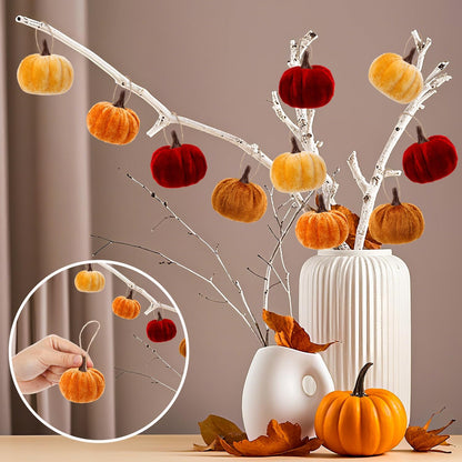 Halloscume 20 Pcs Pumpkin Ornament, Red, Dark Yellow, Light Yellow, Brown
