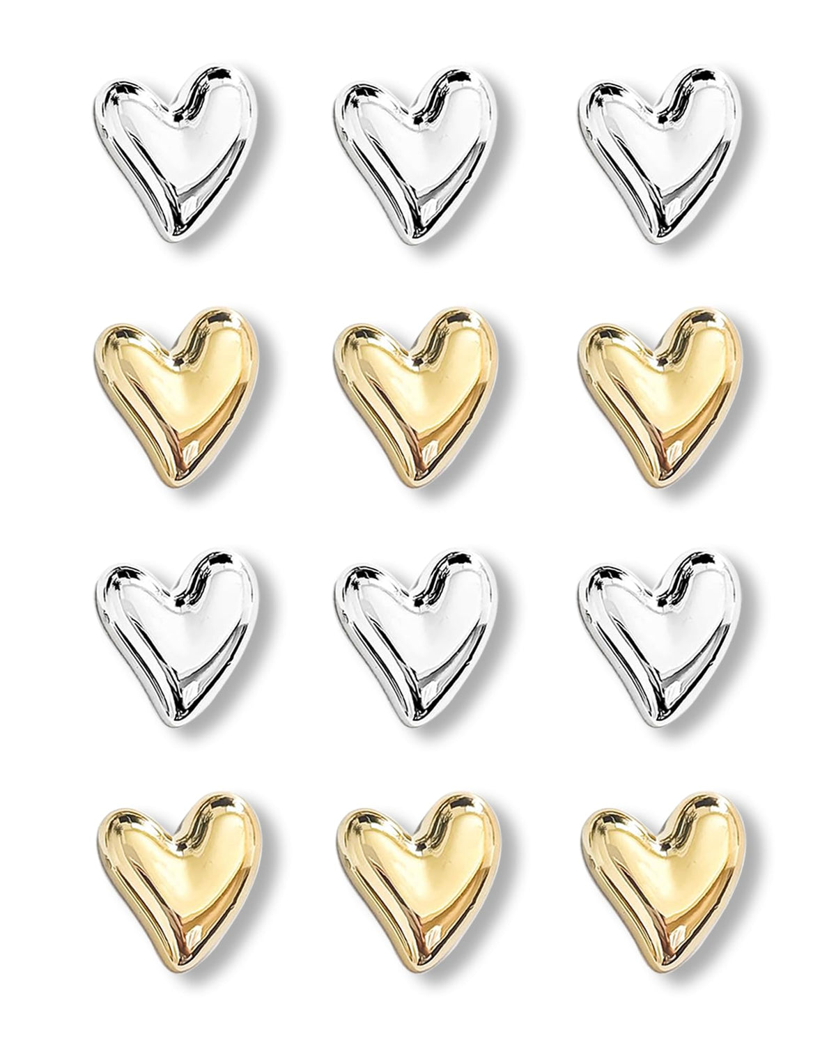18 Pcs Cute Heart Decorative Magnets，Gold Fridge Magnets，Home Kitchen Magnets Set Decorative for Office Whiteboards (18 Pcs - Gold)