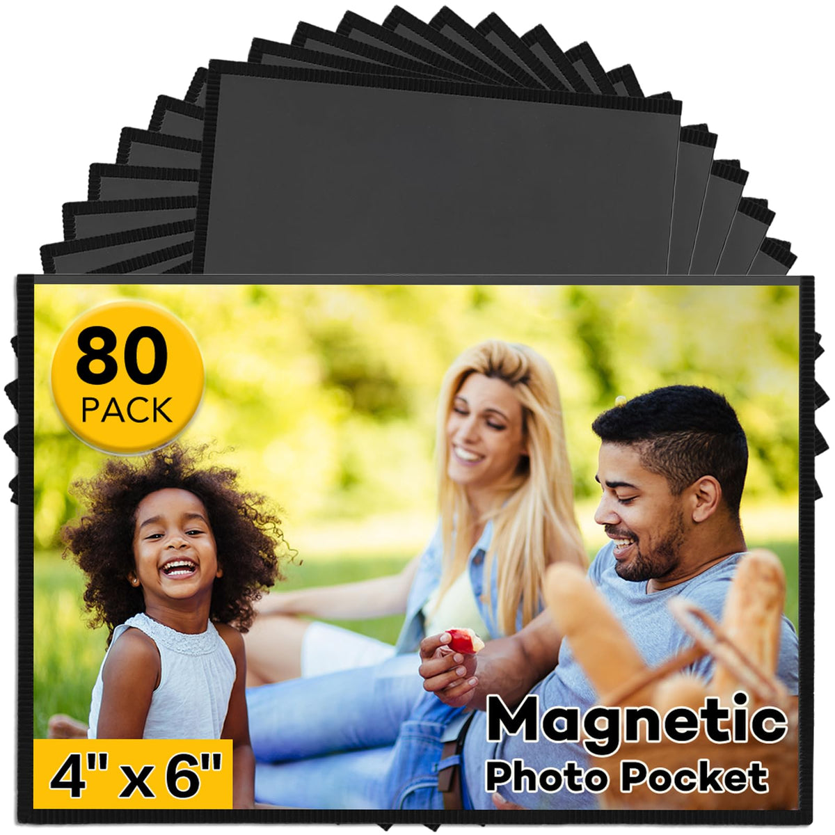 YixangDD 15 Pack Magnetic Picture Frames for Refrigerator, 4x6 Inch, Black