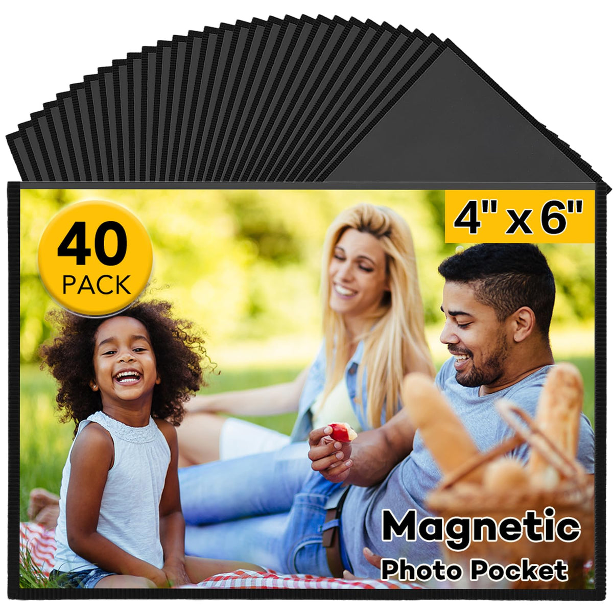 YixangDD 15 Pack Magnetic Picture Frames for Refrigerator, 4x6 Inch, Black