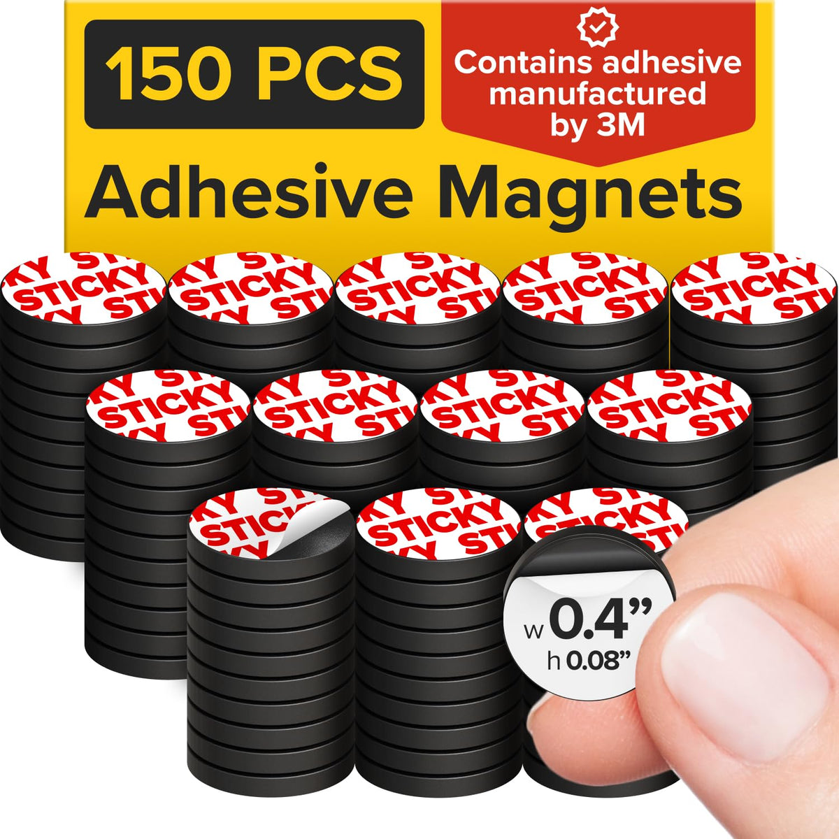 Sticky Flexible Adhesive Magnets for Crafts, 0.8"x0.08" (20x2mm), 120 pcs