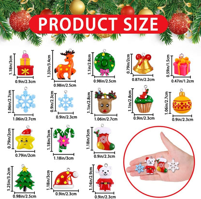 JOICEE 40PCS Mini Christmas Tree Hanging Ornaments Tiny Resin Decorations