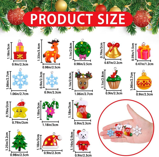 JOICEE 40PCS Mini Christmas Tree Hanging Ornaments Tiny Resin Decorations