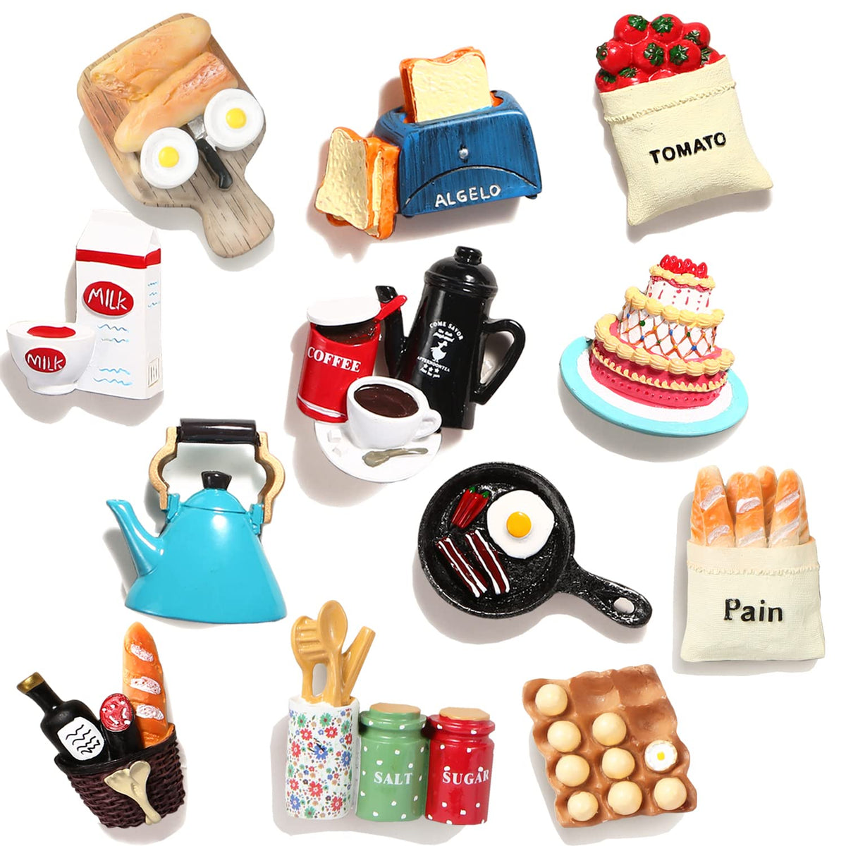Cute Food Fridge Magnets for Fridge Cute Magnet Refrigerator Stickers for Kitchen Magnet Decorative Fun Strong Resin Magnets Home Decor Office 7PACK