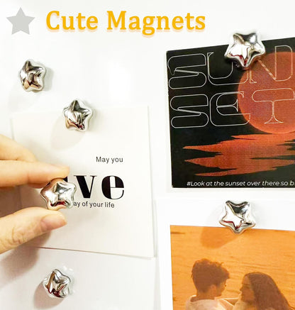 Fridge Magnets,15Pcs Silver Star Magnets Refrigerator Decorative