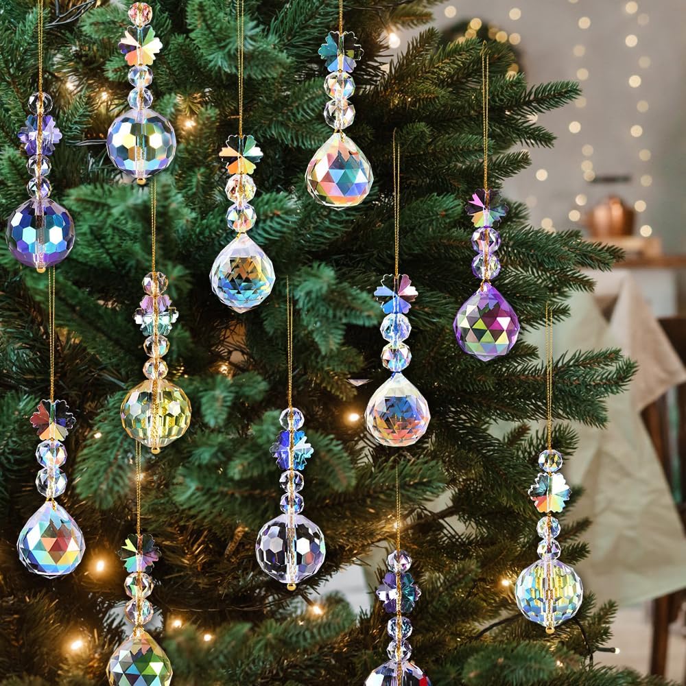 Crystal Ball Christmas Ornaments Iridescent Hanging Acrylic Decor for Tree