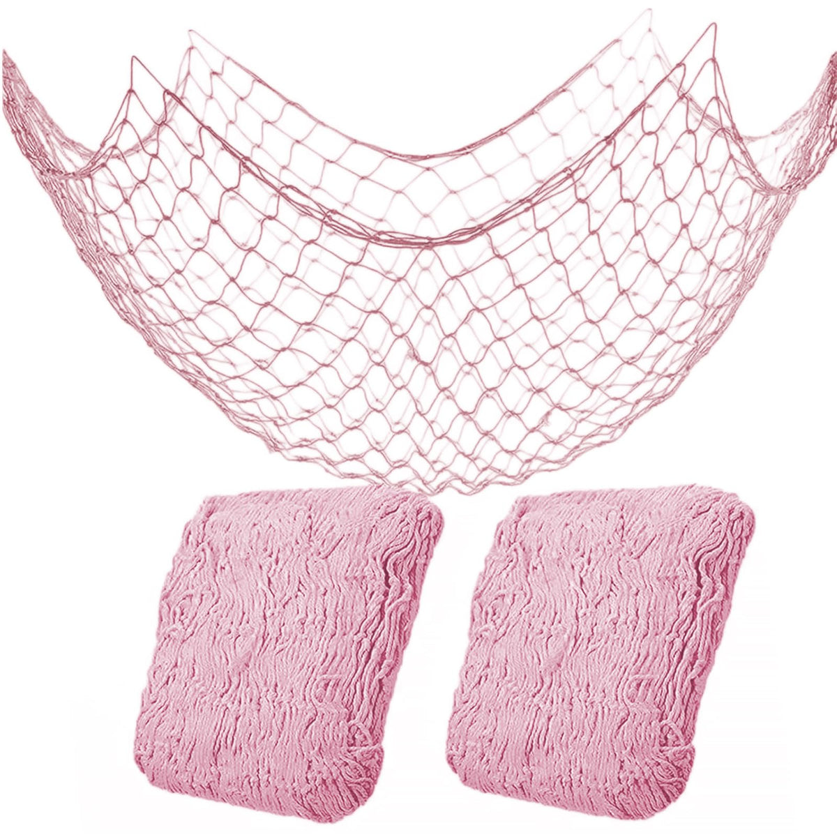 2 Pack Fish Net Decorations for Party, Natural Cotton Hawaiian Table Runner Party Fishing Net Decorative, Nautical Themed Cotton Fishnet Under The Sea Pirate Ocean Beach Decor