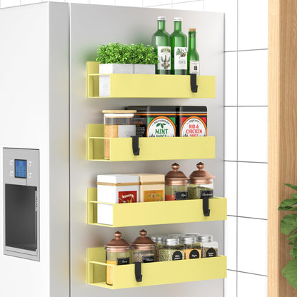 HuggieGems Metal Magnetic Spice Rack for Refrigerator Black, 4 Pack