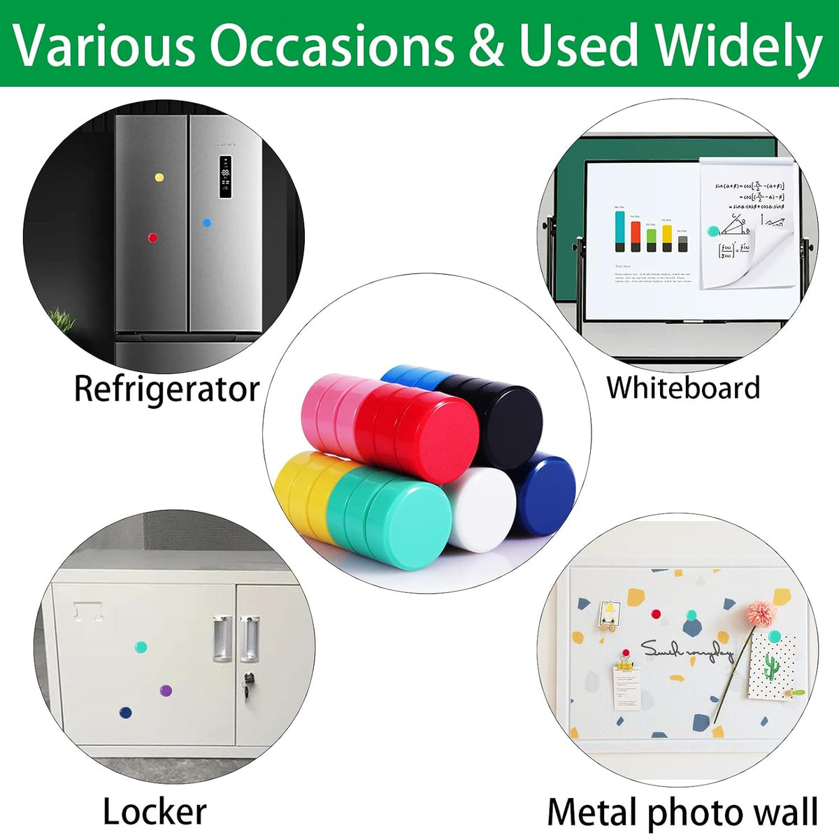 Fridge Magnet 20 Pack 10 Colors Strong for Whiteboard, Locker & Map