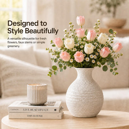 Nawaza Ceramic Flower Vase White Small Farmhouse Table Decor Vase V14