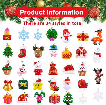 JOICEE 40PCS Mini Christmas Tree Hanging Ornaments Tiny Resin Decorations