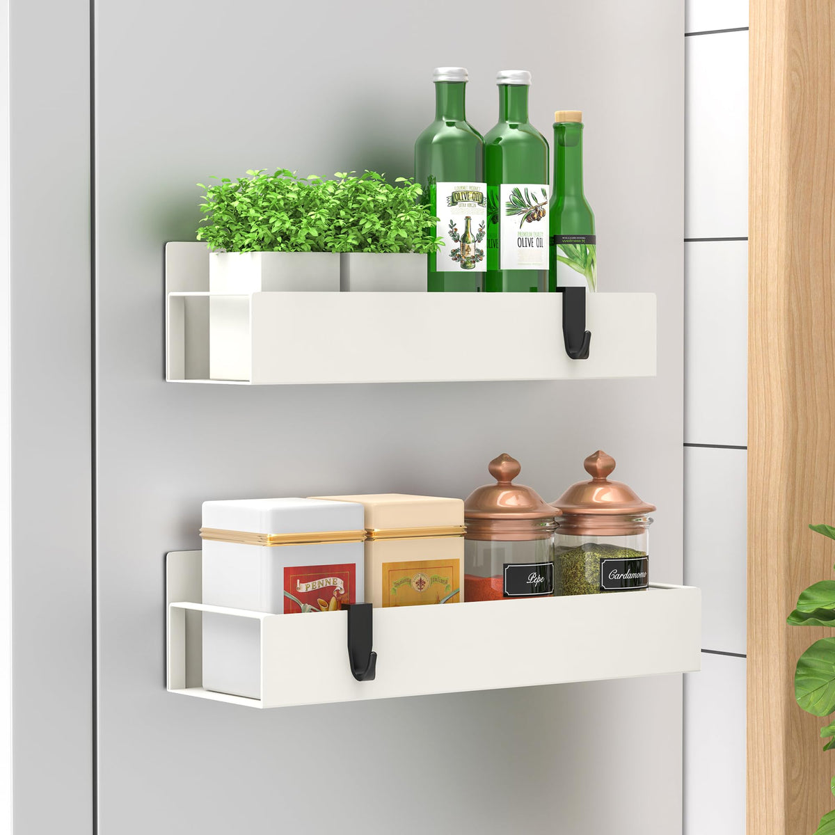 HuggieGems Metal Magnetic Spice Rack for Refrigerator Black, 4 Pack