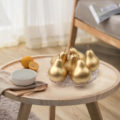 6pcs Fake Gold Pear Decoration,Realistic Artificial Gold Fruit