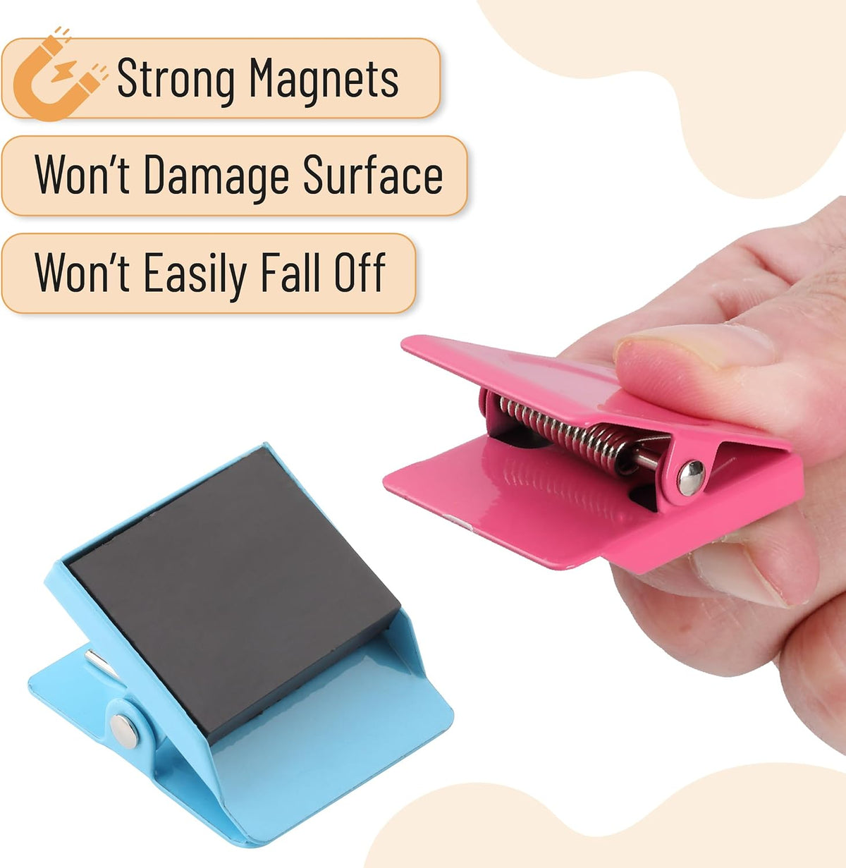 Mr. Pen- Magnetic Clips, 8 pcs, Assorted Color, 1.2”, Metal Clips