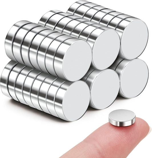 SMARTAKE 45 Pcs Refrigerator Magnets, 10x2.6mm Small Fridge Magnets, Silver