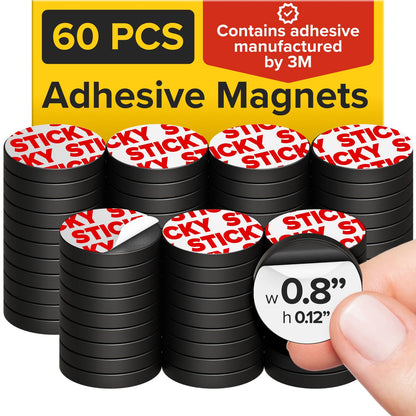 Sticky Flexible Adhesive Magnets for Crafts, 0.8"x0.08" (20x2mm), 120 pcs