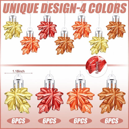 Funtery 24 Pcs Fall Tree Ornaments, Mini Maple Leaf Hanging Decorations