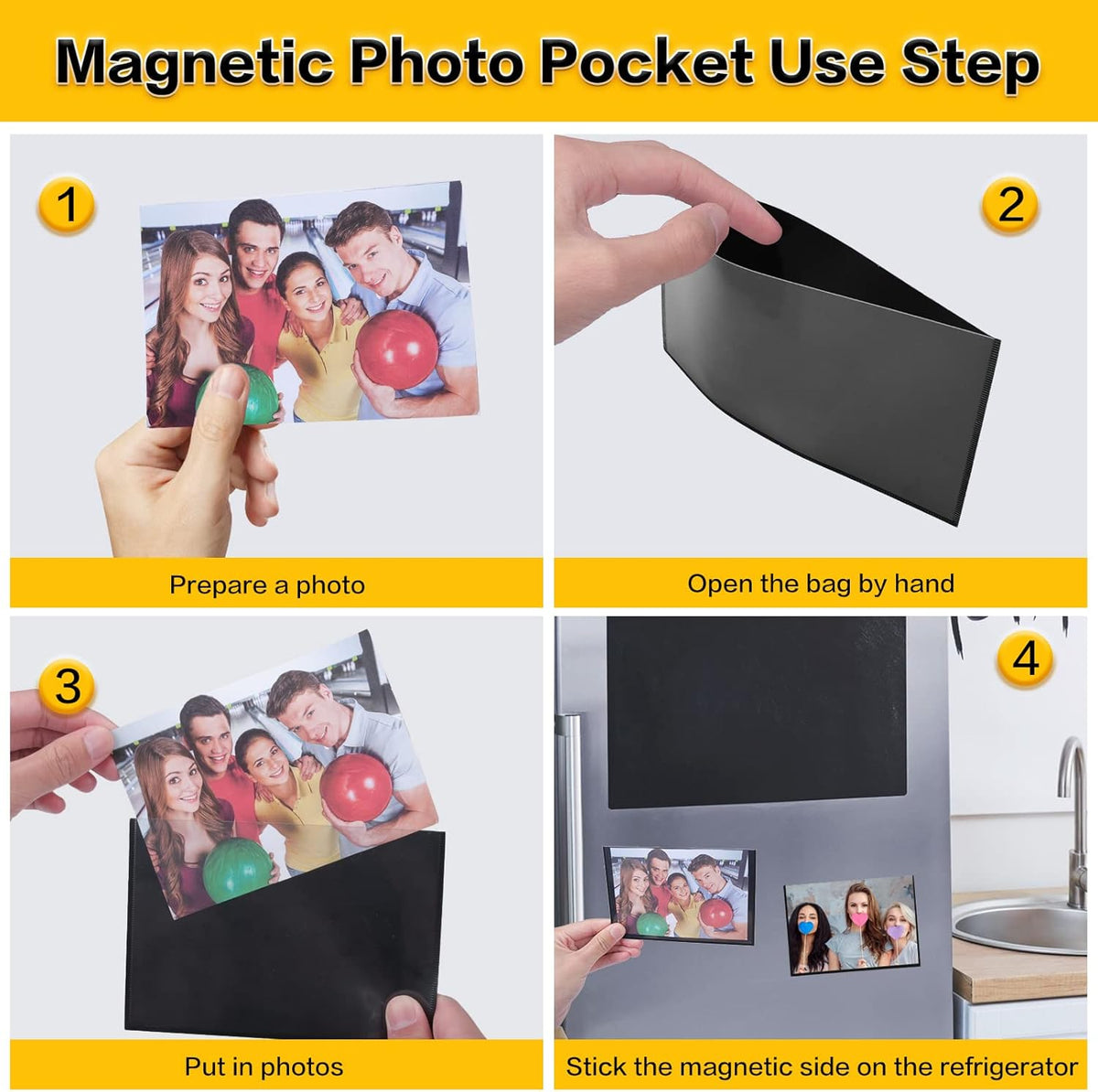 YixangDD 15 Pack Magnetic Picture Frames for Refrigerator, 4x6 Inch, Black