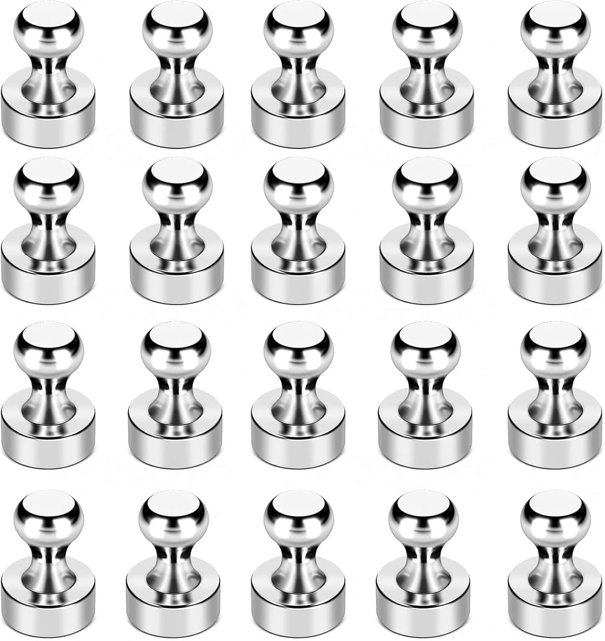 LOVIMAG Fridge Magnets 20 Pack Magnet Refrigerator Locker Whiteboard Silver