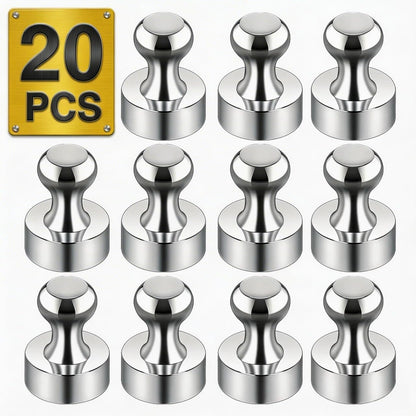 Metallic Magnets, Refrigerator Magnets, 20 Pack Black Magnetic Push Pins, Strong Fridge Magnets, Multi-use Whiteboard Magnets Perfect for Kitchen Office Classroom