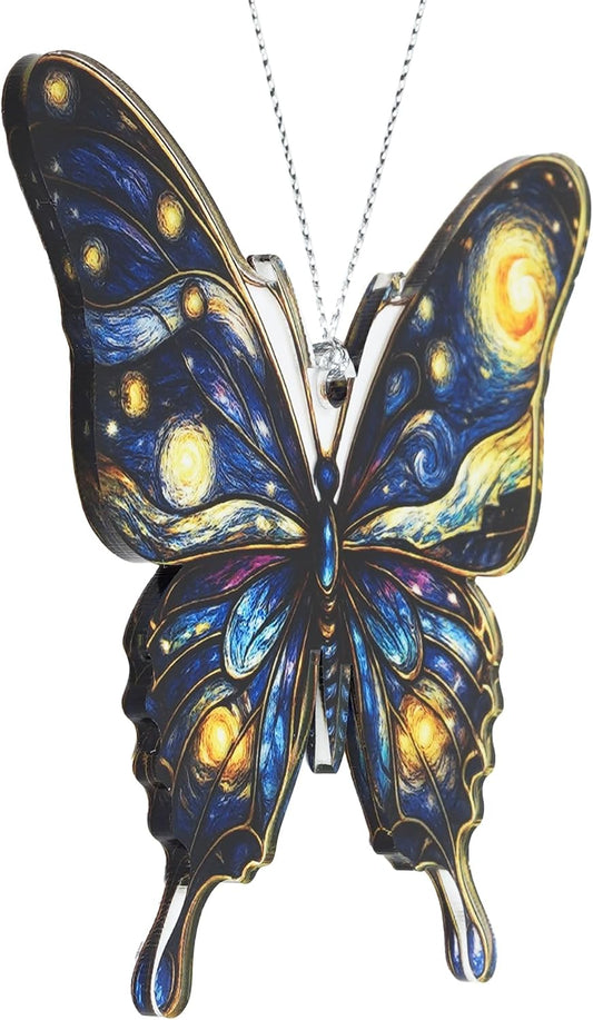 Butterfly Starry Night Christmas Ornaments 2026, Butterflies Suncatcher Ornament for Window Tree Decor, Christmas Decorations, Butterfly Gifts for Women, Unique Holiday Fantasy Gifts