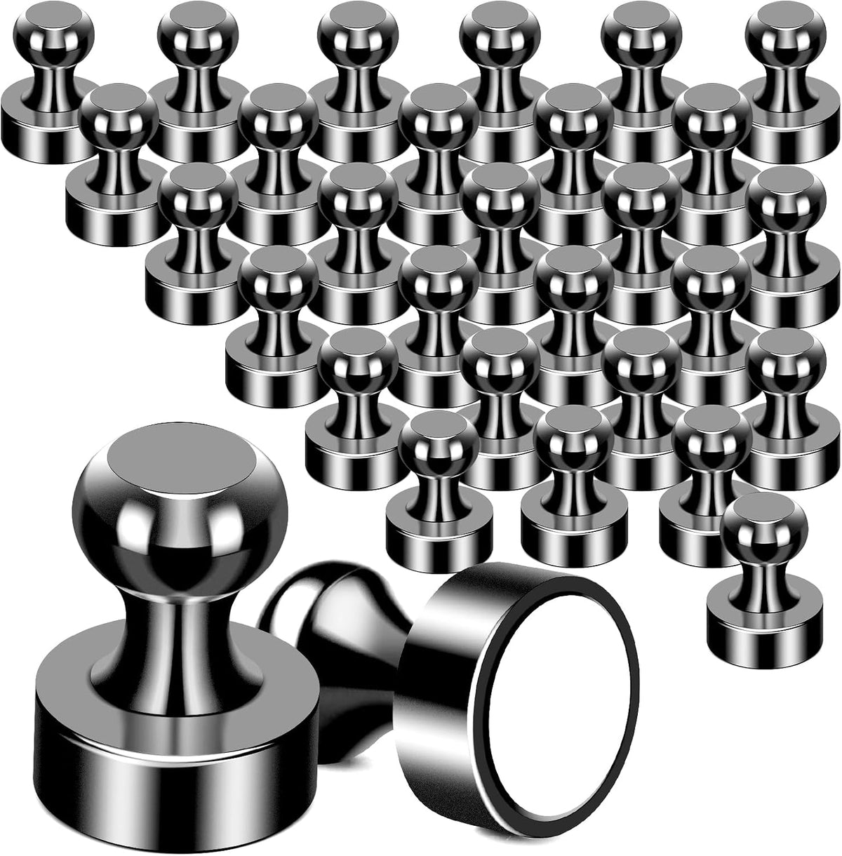 MIKEDE 30Pcs Fridge Magnets Refrigerator Magnet Strong for Pictures, Black