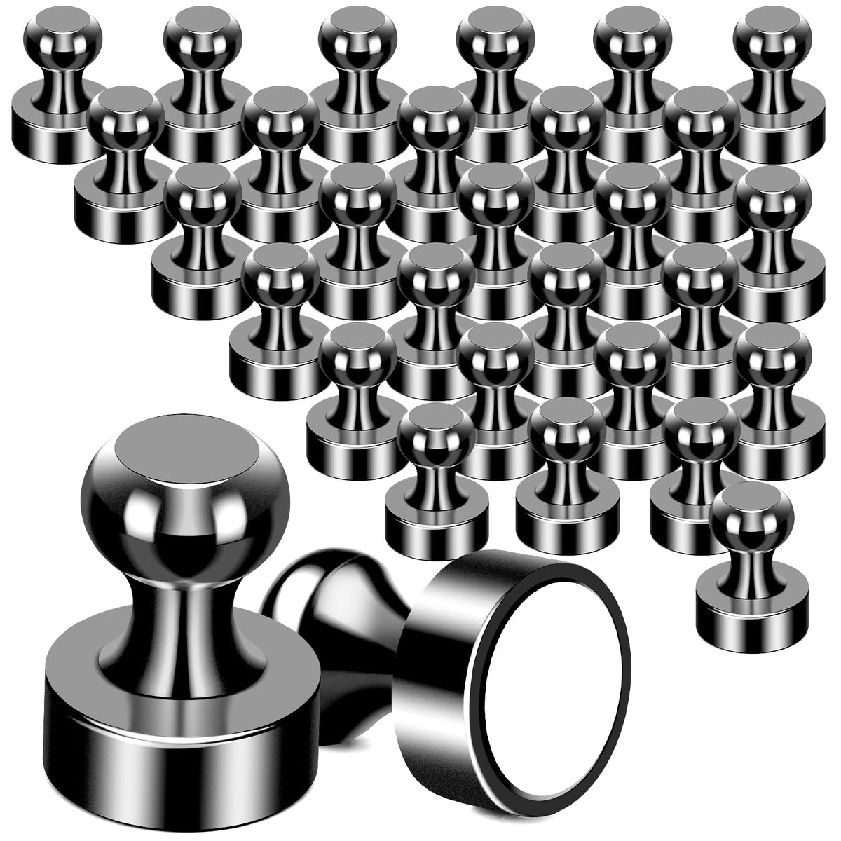 MIKEDE 30Pcs Fridge Magnets Refrigerator Magnet Strong for Pictures, Black