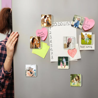 20 Pcs DIY Fridge Magnet Kit - Square Clear Acrylic Magnetic Set with Adhesive Backing for Photo,Crafts,Office,Classroom,Cabinets,Kitchen,2 Inch