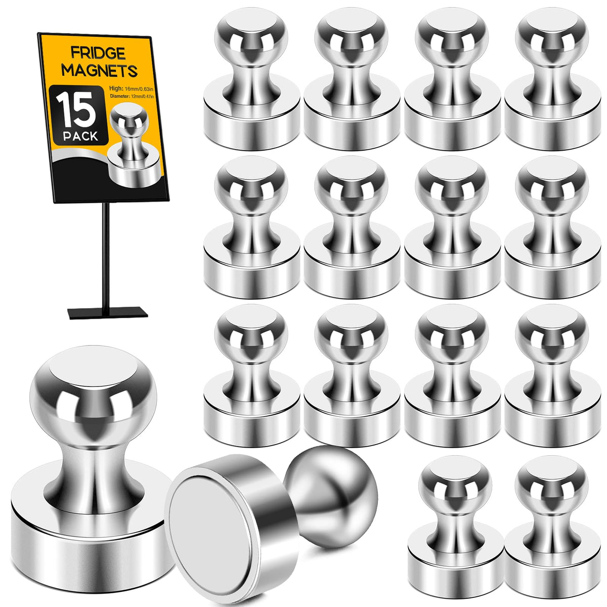 MIKEDE 30Pcs Fridge Magnets Refrigerator Magnet Strong for Pictures, Black