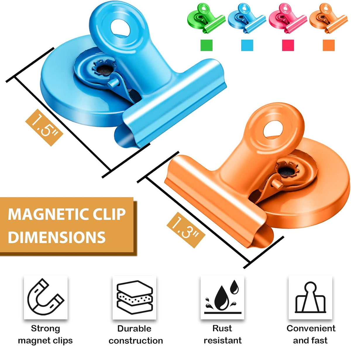 8Pack Fridge Magnets Refrigerator Magnetic Clips for Classroom (Colorful)