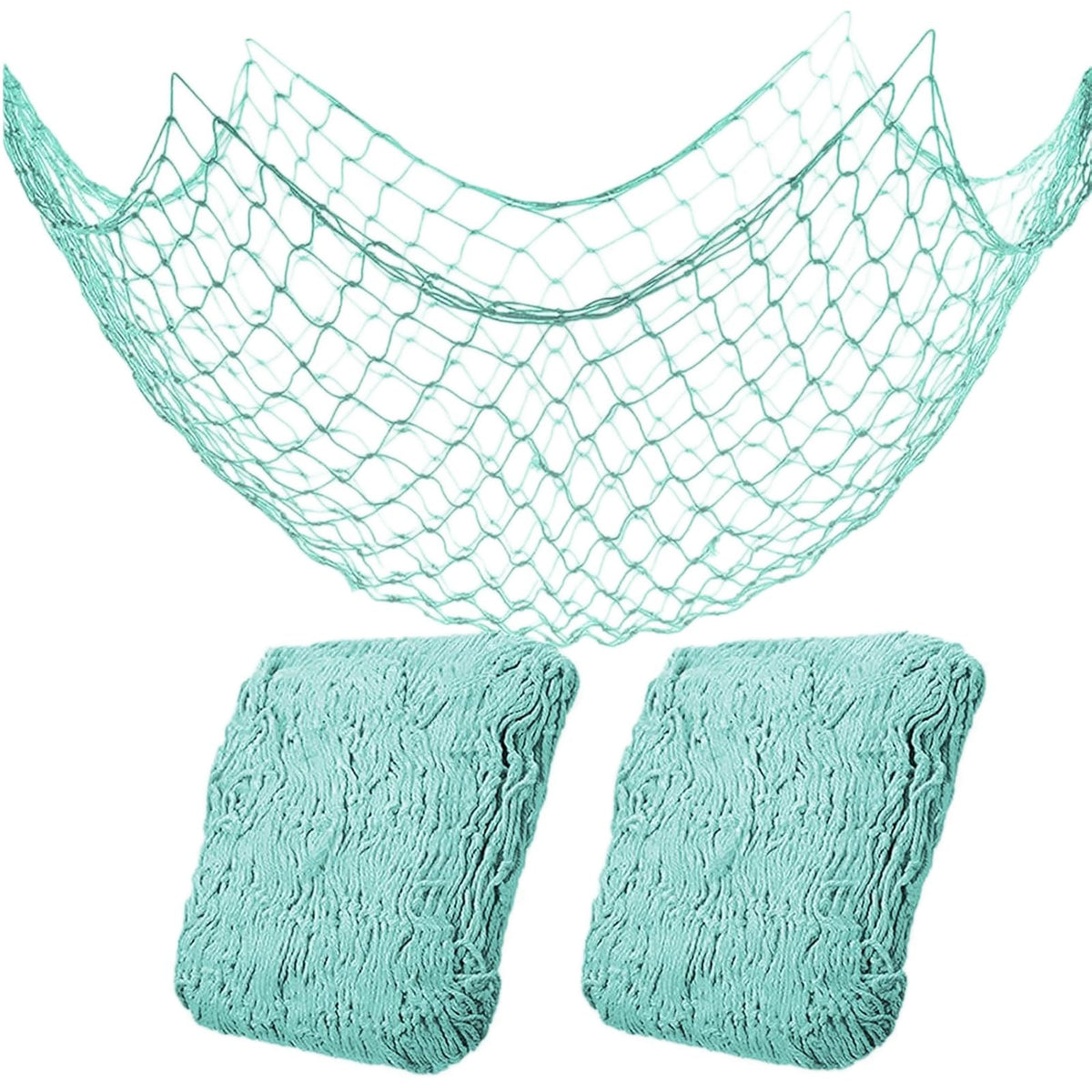 2 Pack Fish Net Decorations for Party, Natural Cotton Hawaiian Table Runner Party Fishing Net Decorative, Nautical Themed Decor Cotton Fishnet Under The Sea Pirate Ocean BeachHalloween Decor