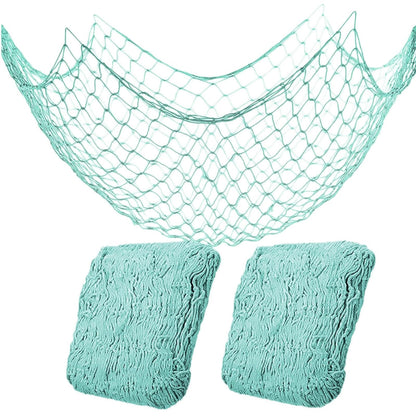 2 Pack Fish Net Decorations for Party, Natural Cotton Hawaiian Table Runner Party Fishing Net Decorative, Nautical Themed Decor Cotton Fishnet Under The Sea Pirate Ocean BeachHalloween Decor