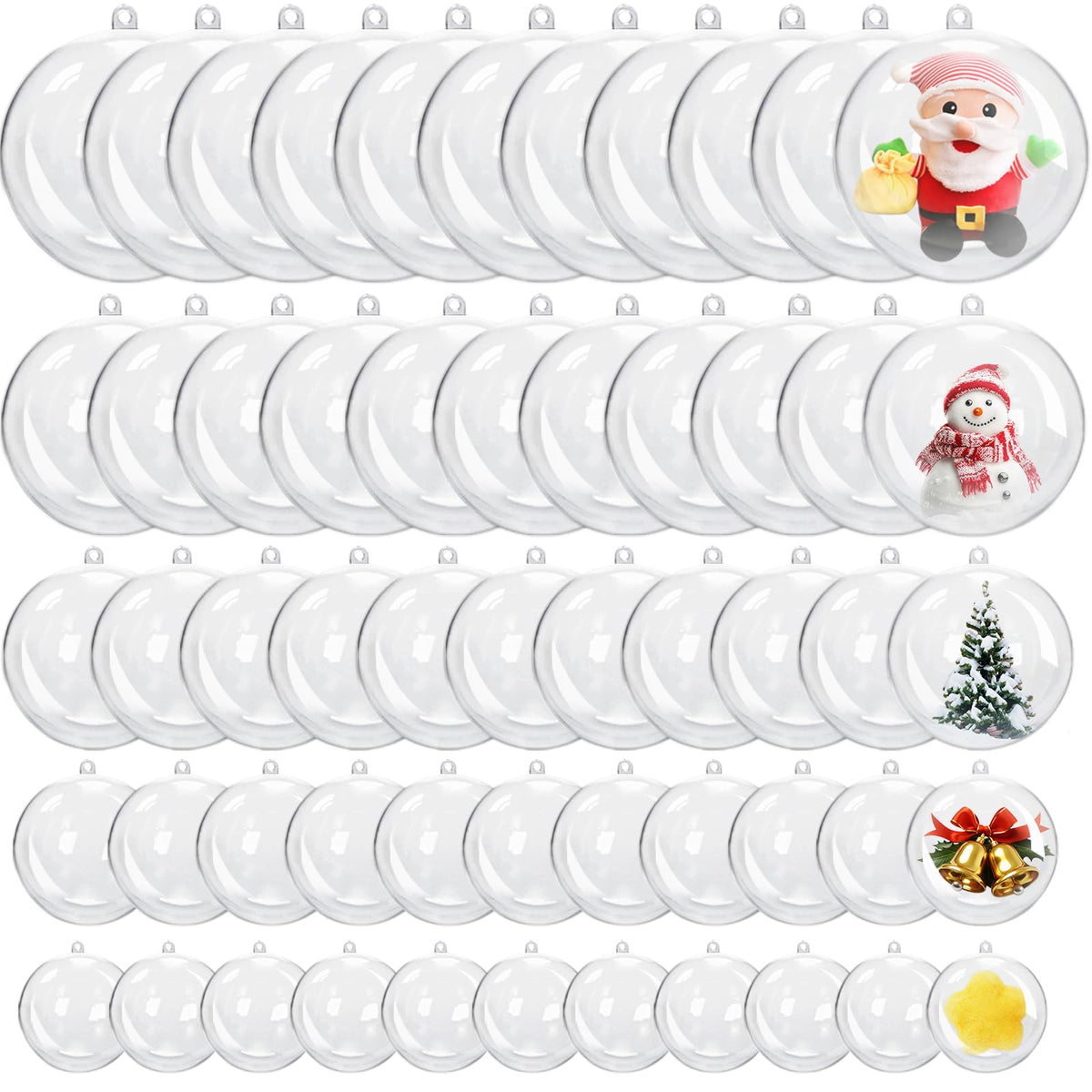 25 Sets Clear Fillable Ornaments Ball in 5 Different Size,Transparent DIY Craft Ball,Plastic Acrylic Fillable Ball for Halloween Christmas Decor
