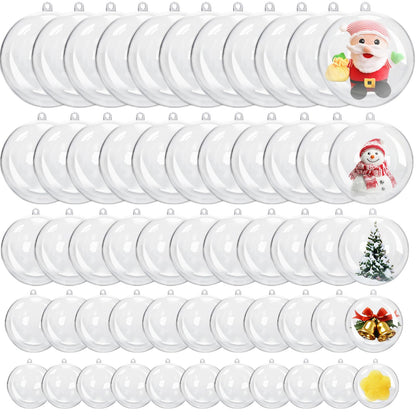 25 Sets Clear Fillable Ornaments Ball in 5 Different Size,Transparent DIY Craft Ball,Plastic Acrylic Fillable Ball for Halloween Christmas Decor