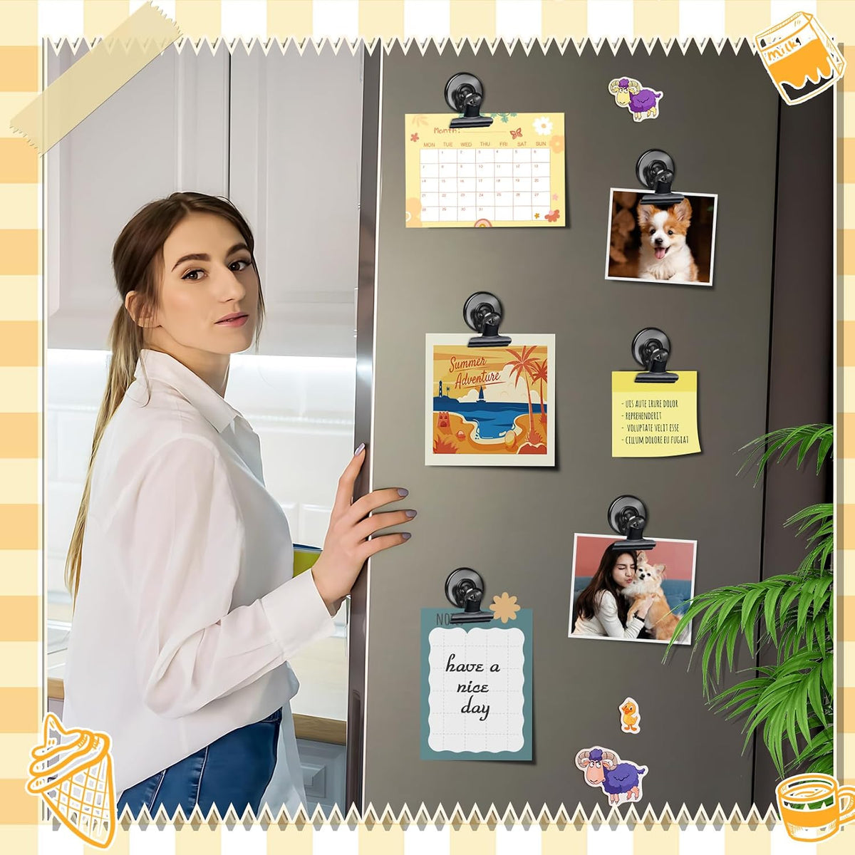 Grtard 12 Pack Magnetic Clips, Fridge Magnets Refrigerator Magnets