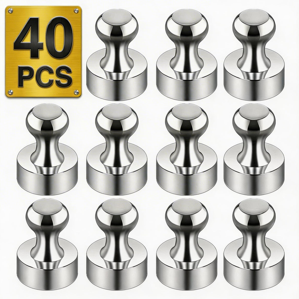 Metallic Magnets, Refrigerator Magnets, 20 Pack Black Magnetic Push Pins, Strong Fridge Magnets, Multi-use Whiteboard Magnets Perfect for Kitchen Office Classroom