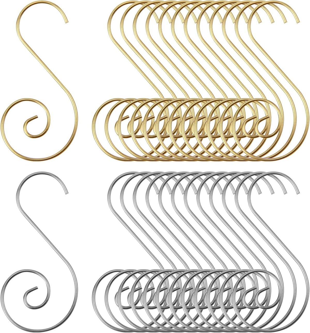 80 Pcs Christmas Ornament Hooks, Stainless Steel S Hooks for Holding Christmas Balls - Gold and Silver