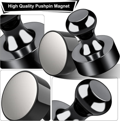 Metallic Magnets, Refrigerator Magnets, 20 Pack Black Magnetic Push Pins, Strong Fridge Magnets, Multi-use Whiteboard Magnets Perfect for Kitchen Office Classroom