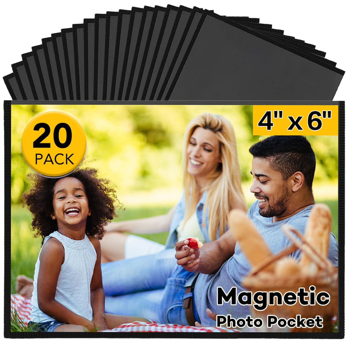 YixangDD 15 Pack Magnetic Picture Frames for Refrigerator, 4x6 Inch, Black
