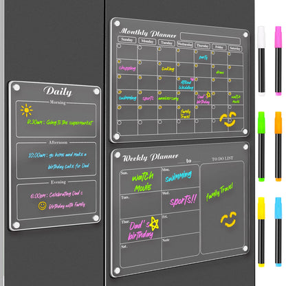 DIYMAG Magnetic Calendar for Refrigerator 4PCS Fridge Magnet Clear Acrylic