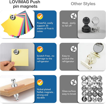 LOVIMAG Fridge Magnets 12 Pack Magnet Refrigerator Locker Whiteboard Silver