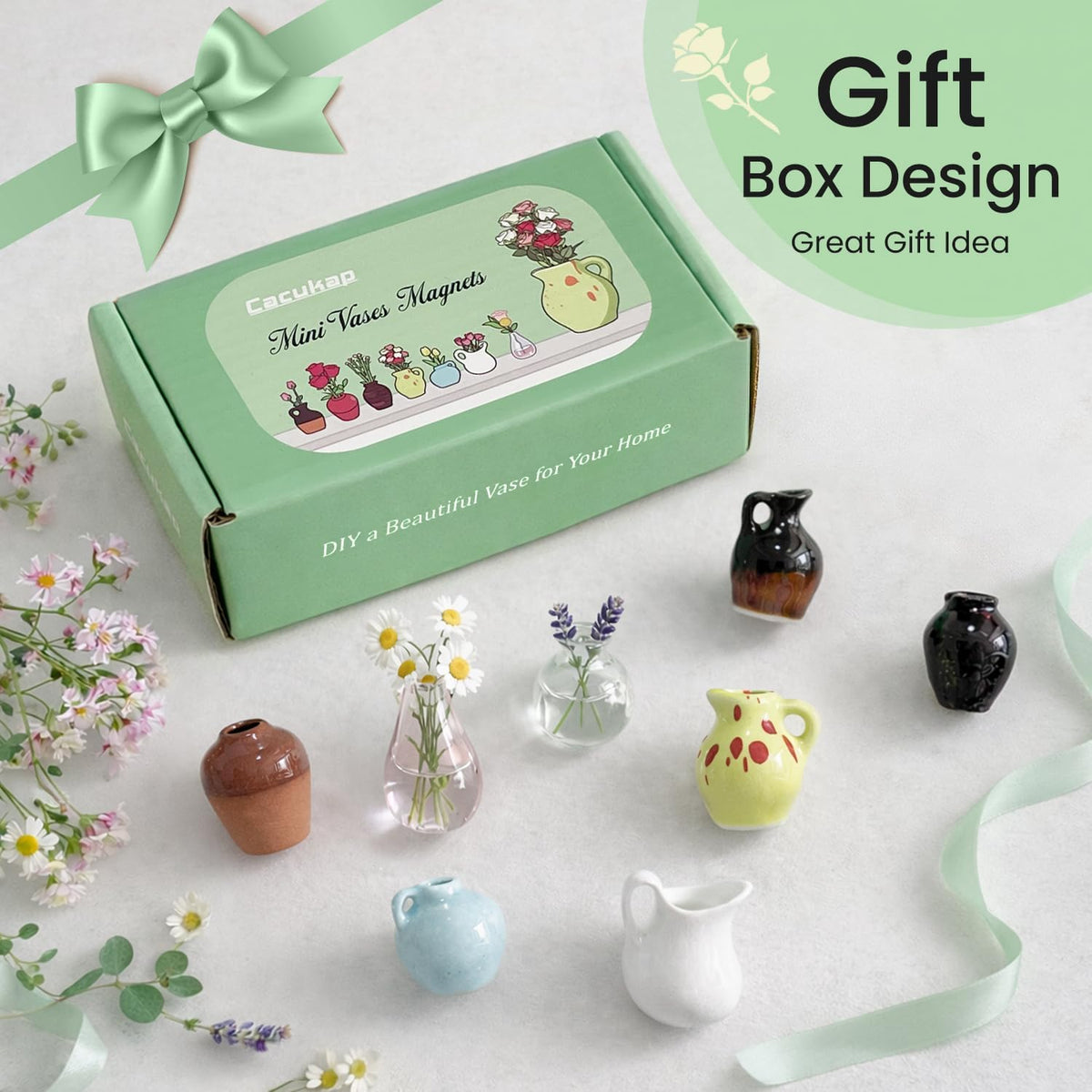 8 Pcs Cute Mini Vase Magnets for Fridge, Funny Plant Decorative Magnets