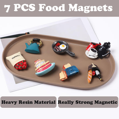 Cute Food Fridge Magnets for Fridge Cute Magnet Refrigerator Stickers for Kitchen Magnet Decorative Fun Strong Resin Magnets Home Decor Office 7PACK