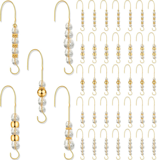 Moxweyeni 35 Pieces Christmas Ornament Hooks Acrylic Gold Wire Ornament Hangers Decorative Crystal Wire Hook Christmas Decor Christmas Tree Decorations Hooks for Home Decor, 5 Styles