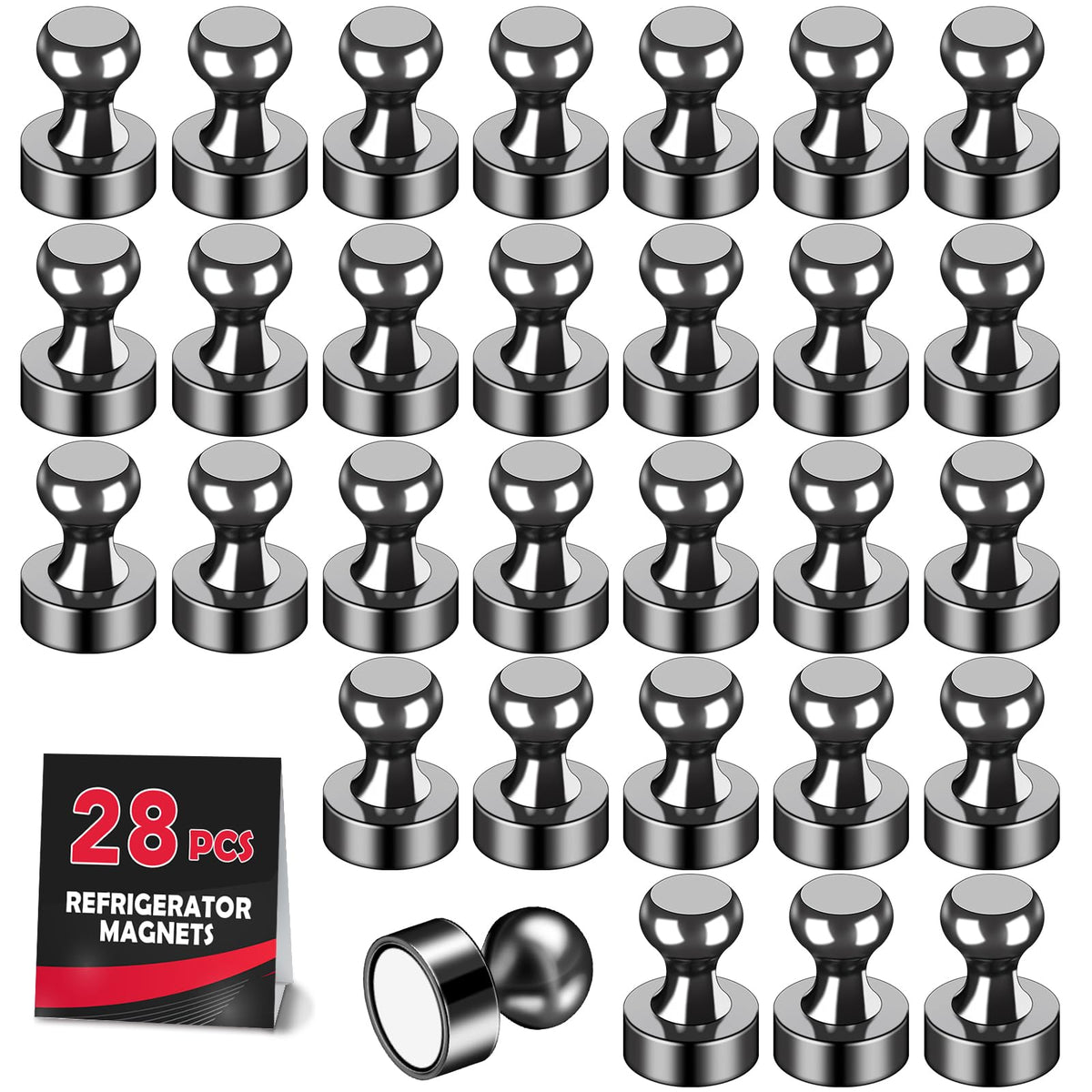 LOVIMAG Fridge Magnets 20 Pack Magnet Refrigerator Locker Whiteboard Black