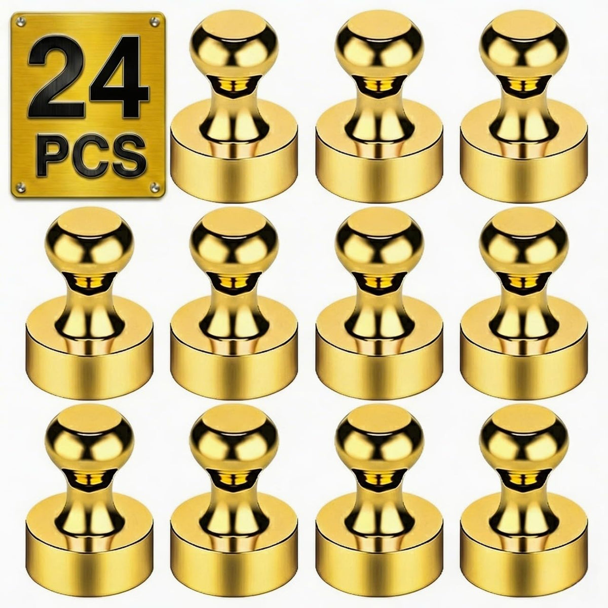Metallic Magnets, Refrigerator Magnets, 20 Pack Black Magnetic Push Pins, Strong Fridge Magnets, Multi-use Whiteboard Magnets Perfect for Kitchen Office Classroom